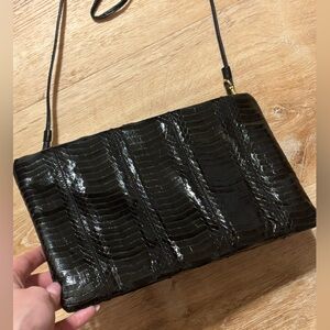 Vintage Giani Bernini Black leather reptile skin Clutch